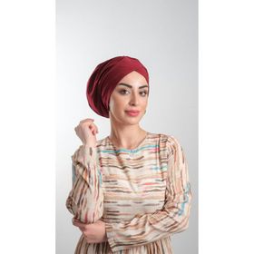 Hürrem Bone 2114_16 Bordo Sandy Kumaş Büzgülü Pratik Hazır Geçmeli Tesettür Bone