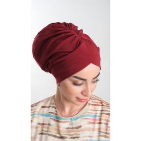 Hürrem Bone 2114_16 Bordo Sandy Kumaş Büzgülü Pratik Hazır Geçmeli Tesettür Bone