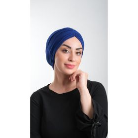 Hürrem Bone 2116_24 Saks Mavisi Fukuro Simli Büzgülü Pratik Hazır Geçmeli Tesettür Bone