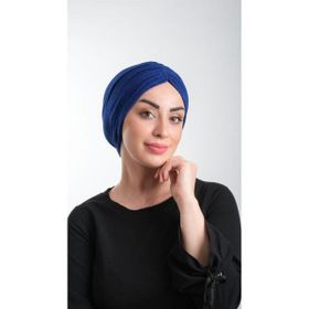 Hürrem Bone 2116_24 Saks Mavisi Fukuro Simli Büzgülü Pratik Hazır Geçmeli Tesettür Bone
