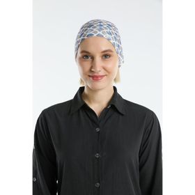 Hürrem Bone 2117_02 Lacivert Sandy Kumaş Geometrik Pratik Hazır Geçmeli Tesettür Bone