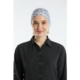 Hürrem Bone 2117_02 Lacivert Sandy Kumaş Geometrik Pratik Hazır Geçmeli Tesettür Bone