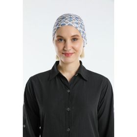 Hürrem Bone 2117_02 Lacivert Sandy Kumaş Geometrik Pratik Hazır Geçmeli Tesettür Bone
