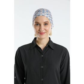 Hürrem Bone 2117_02 Lacivert Sandy Kumaş Geometrik Pratik Hazır Geçmeli Tesettür Bone