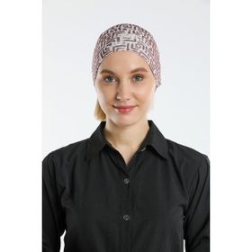 Hürrem Bone 2117_10 Vizon Sandy Kumaş Geometrik Pratik Hazır Geçmeli Tesettür Bone