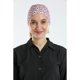 Hürrem Bone 2117_16 Bordo Sandy Kumaş Geometrik Pratik Hazır Geçmeli Tesettür Bone