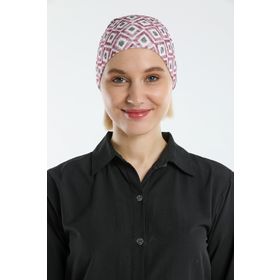 Hürrem Bone 2117_16 Bordo Sandy Kumaş Geometrik Pratik Hazır Geçmeli Tesettür Bone