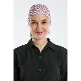 Hürrem Bone 2117_16 Bordo Sandy Kumaş Geometrik Pratik Hazır Geçmeli Tesettür Bone