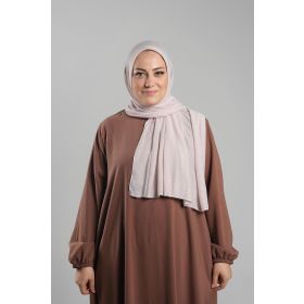 Hürrem Bone 2118_06 Pudra Örme Kumaş Sade Pratik Hazır Geçmeli Tesettür Şal