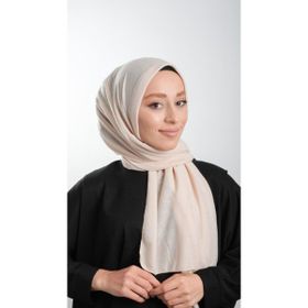 Hürrem Bone 2118_12 Bej Örme Kumaş Sade Pratik Hazır Geçmeli Tesettür Şal