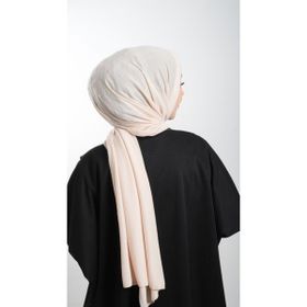 Hürrem Bone 2118_12 Bej Örme Kumaş Sade Pratik Hazır Geçmeli Tesettür Şal