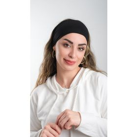 Hürrem Bone 3007_01 Siyah Viskon Kumaş Sade Pratik Hazır Geçmeli Tesettür Bone
