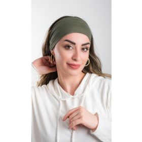 Hürrem Bone 3007_09 Haki Viskon Kumaş Sade Pratik Hazır Geçmeli Tesettür Bone