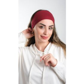 Hürrem Bone 3007_16 Bordo Viskon Kumaş Sade Pratik Hazır Geçmeli Tesettür Bone