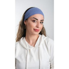 Hürrem Bone 3007_34 Mavi Viskon Kumaş Sade Pratik Hazır Geçmeli Tesettür Bone