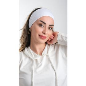 Hürrem Bone 3007_42 Beyaz Viskon Kumaş Sade Pratik Hazır Geçmeli Tesettür Bone