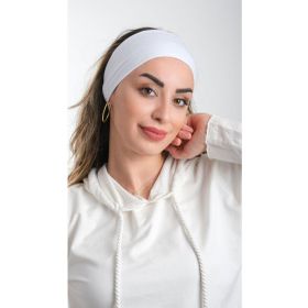 Hürrem Bone 3007_42 Beyaz Viskon Kumaş Sade Pratik Hazır Geçmeli Tesettür Bone