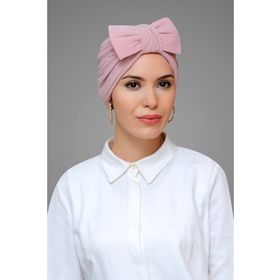 Hürrem Bone 7006_06 Pudra Sandy Kumaş Fiyonklu Büzgülü Pratik Hazır Geçmeli Tesettür Bone