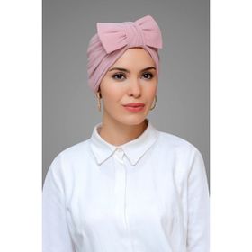 Hürrem Bone 7006_06 Pudra Sandy Kumaş Fiyonklu Büzgülü Pratik Hazır Geçmeli Tesettür Bone