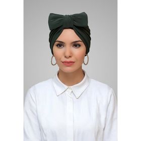 Hürrem Bone 7006_09 Haki Sandy Kumaş Fiyonklu Büzgülü Pratik Hazır Geçmeli Tesettür Bone