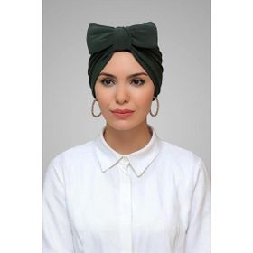 Hürrem Bone 7006_09 Haki Sandy Kumaş Fiyonklu Büzgülü Pratik Hazır Geçmeli Tesettür Bone