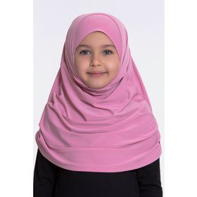 Hürrem Bone 78_04 Pembe Sandy Kumaş Kendinden Boneli Pratik Hazır Geçmeli Çocuk Tesettür Bone