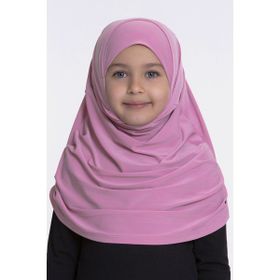 Hürrem Bone 78_04 Pembe Sandy Kumaş Kendinden Boneli Pratik Hazır Geçmeli Çocuk Tesettür Bone
