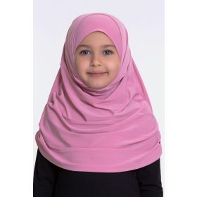 Hürrem Bone 78_04 Pembe Sandy Kumaş Kendinden Boneli Pratik Hazır Geçmeli Çocuk Tesettür Bone