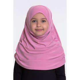 Hürrem Bone 78_04 Pembe Sandy Kumaş Kendinden Boneli Pratik Hazır Geçmeli Çocuk Tesettür Bone