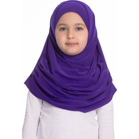 Hürrem Bone 78_22 Mor Sandy Kumaş Kendinden Boneli Pratik Hazır Geçmeli Çocuk Tesettür Bone