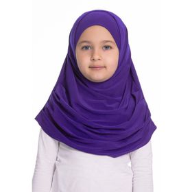 Hürrem Bone 78_22 Mor Sandy Kumaş Kendinden Boneli Pratik Hazır Geçmeli Çocuk Tesettür Bone
