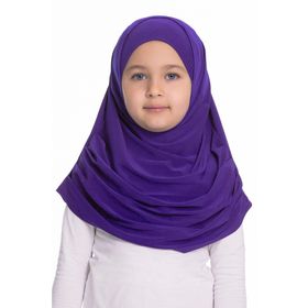 Hürrem Bone 78_22 Mor Sandy Kumaş Kendinden Boneli Pratik Hazır Geçmeli Çocuk Tesettür Bone