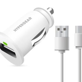 Hypergear 2.1A 2x Type C Kablo Beyaz Hızlı Araç Şarj Aleti Set
