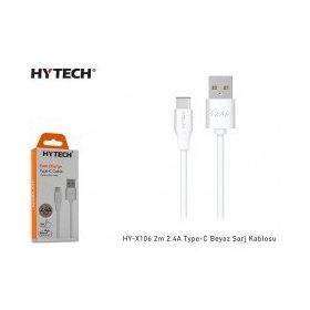 Hytech Beyaz 2 m 2.4A Type-C Şarj Kablosu