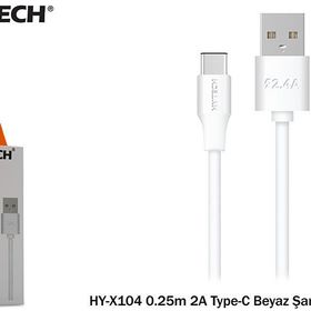 Hytech HY-X104 0.25 mt 2A Type-C Beyaz Şarj Kablosu