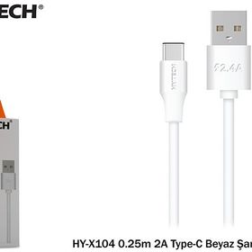 Hytech HY-X104 0.25 mt 2A Type-C Beyaz Şarj Kablosu