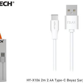 Hytech HY-X106 2 m 2.4A Type-C Beyaz Şarj Kablosu