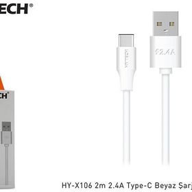 Hytech HY-X106 2 m 2.4A Type-C Beyaz Şarj Kablosu