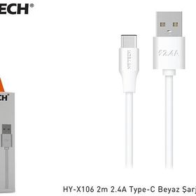 Hytech HY-X106 2 m 2.4A Type-C Beyaz Şarj Kablosu