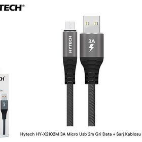 Hytech HY-X2102M 3A Micro Usb 2 m Gri Data Sarj Kablosu