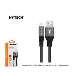 Hytech HY-X2102M 3A Micro Usb 2 m Gri Data Sarj Kablosu