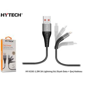 Hytech HY-X330 1.2 m 3A Lightning Gri-Siyah Data Kablosu