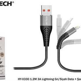 Hytech HY-X330 1.2 m 3A Lightning Gri-Siyah Data Kablosu