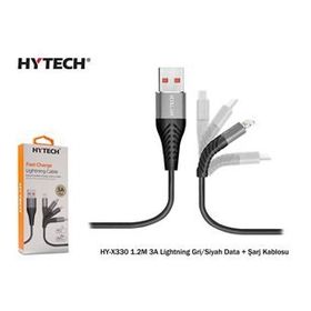 Hytech HY-X330 1.2 m 3A Lightning Gri-Siyah Data Kablosu