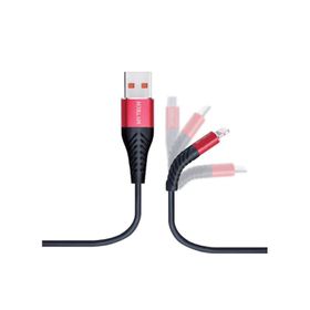 Hytech HY-X330 1.2 m 3A Lightning Kırmızı-Siyah Data Kablosu
