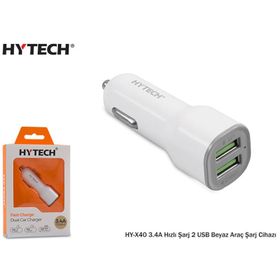 Hytech HY-X40 Beyaz 3.4A Hızlı Şarj 2 USB Araç Şarjı
