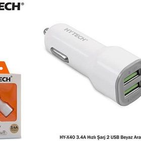 Hytech HY-X40 Beyaz 3.4A Hızlı Şarj 2 USB Araç Şarjı