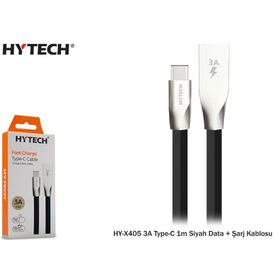 Hytech HY-X405 Siyah 3A Type-C 1M Data + Şarj Kabl