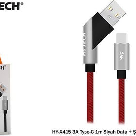 Hytech HY-X415 3A Type-C 1 m Siyah Data Şarj Kablosu