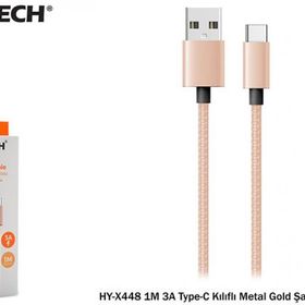 Hytech HY-X448 1 m 3A Type-c Kılıflı Metal Gold Şarj Kablosu